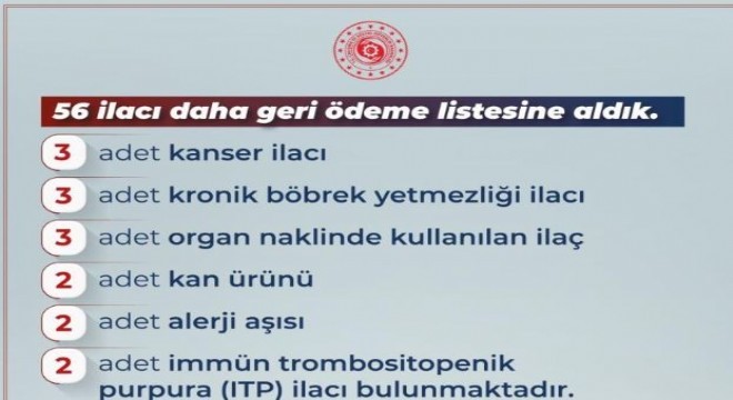 56 ilaç daha geri ödeme listesinde