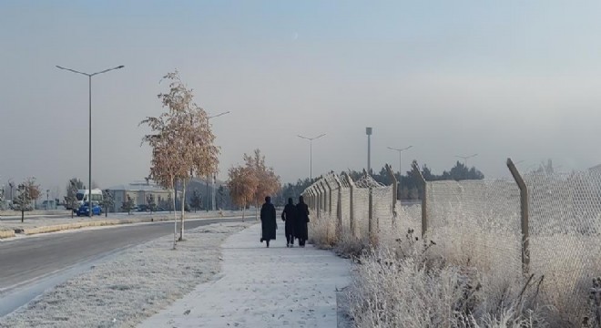 Erzurum buz kesti, sis şehri örttü